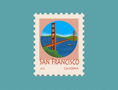 7 - San Francisco, California - Post Stamp design icon illustration illustration art illustrations illustrator stamp stamp design