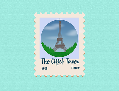 9 - Eiffel Tower, France - Post Stamp design eiffel tower france icon illustration illustration art illustrations illustrator paris stamp stamp design