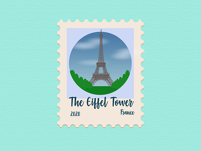 9 - Eiffel Tower, France - Post Stamp