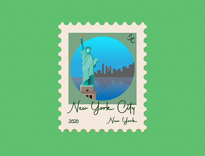 10 - New York City, New York - Post Stamp design icon illustration illustration art illustrations illustrator new york new york city stamp stamp design statue of liberty