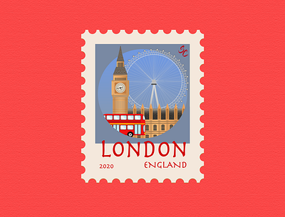 11 - London, England - Post Stamp big ben design england icon illustration illustration art illustrations illustrator london london bus london eye stamp stamp design