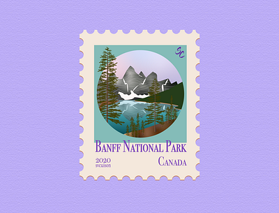 12 - Banff National Park, Canada - Post Stamp banff design icon illustration illustration art illustrations illustrator stamp stamp design