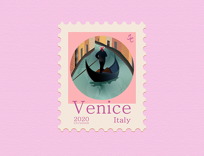 14 - Venice, Italy - Post Stamp art artwork design icon illustration illustration art illustrations illustrator italy stamp stamp design venice