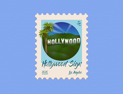15 - Hollywood Sign - Los Angeles art artwork design hollywood icon illustration illustration art illustrations illustrator los angeles sign stamp stamp design