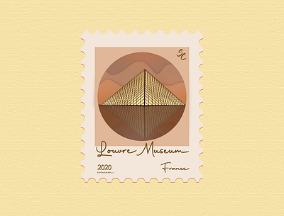 16 - Louvre Museum, France - Post Stamp art artwork design france icon illustration illustration art illustrations illustrator louvre museum stamp stamp design