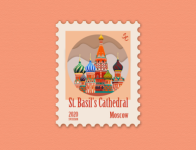 17 - St. Basil's Cathedral, Moscow - Post Stamp art artwork cathedral design icon illustration illustration art illustrations illustrator moscow russia stamp stamp design