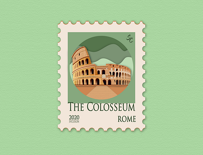 18 - The Colosseum, Rome - Post Stamp art artwork design icon illustration illustration art illustrations illustrator rome stamp stamp design the colosseum