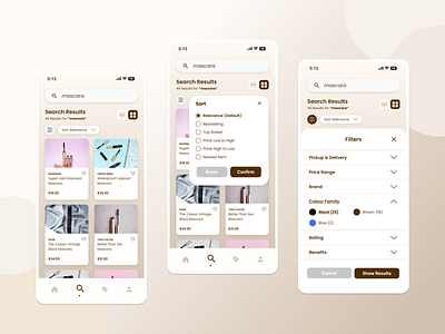 Beauty Retail App - Search, Filter & Sort