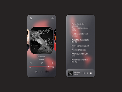 Music player app black concept dark design diamond lyrics music music player player product ui ux