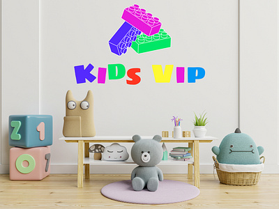 Logo for kindergarten branding cartoon children colorful graphic design kids kidsgarden lego logo positive vector