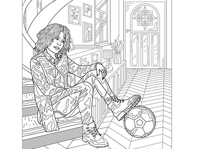 Lineart "Dream Girl" childrens book coloring detailed drawing girls graphic design hobby interior lineart lines vector