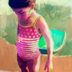 portraits_Little Girl Beach portrait watercolor