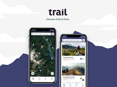Trail - Discover Trails & Parks app design hiking map nature outdoors trails ui ux ux design ux research uxui