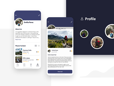 Trail - Discover Trails & Parks - Profile screens