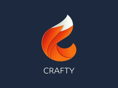 Crafty design agency fox logo multicolor orange shades tail uzbekistan