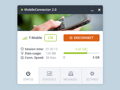 Mobile Connection Manager 3g 4g app application blue buttons connection design green grey icons interface manager metro metro design mobile smartphone ui window