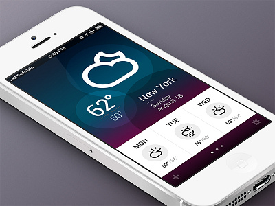 Weather App – Night Mode app application cloud design forecast icons interface ios iphone night sun temperature ui weather