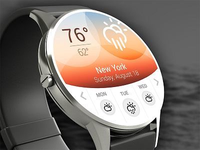 Smartwatch – Weather App Concept app clock design icons interface smartwatch ui watch weather