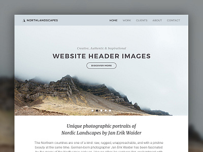 Website Header - Sample Website header hero iceland image photo photography slider typography ui ux webdesign