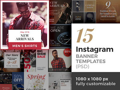 15 Instagram Banner Templates (PSD) ad banner bundle design instagram promotional psd social social media templates webdesign