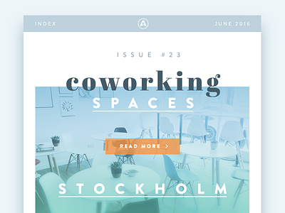 Online Magazine – Coworking Feature button card header mag magazine online photo teaser typography ux webdesign