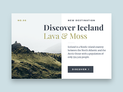 Destination Card #02 – Iceland blog button card iceland photo teaser travel typography ui ux webdesign