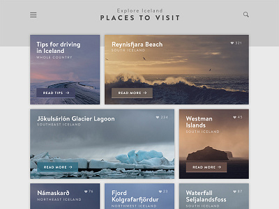 Travel Destination Website – Iceland (Alternative Background) boxes grid iceland mobile photo photograpgy travel ui ux webdesign website