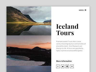 Iceland Travel Website – Teaser gallery iceland landing page splash page teaser typography ui webdesign website