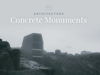 Concrete Monuments (Architecture & Landscape) cinematic dark gallery google fonts minimal norway photography thumbnail typography ui