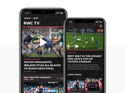 Rugby World Cup 2019 App Video branding branding agency branding design design digital fixtures graphic design news pulselive rugby rugby world cup sport sports app ui ui design ui designer ux ux design world rugby