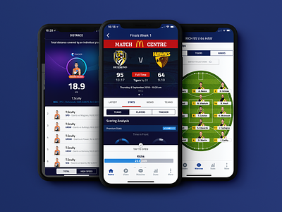 AFL Live App afl android app australian football league design digital fixtures game graphic design ios match matches play pulselive sport sports sports app ui ui design ux