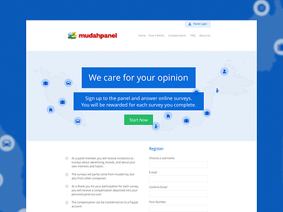 Mudah Panel Website blue color pallete content management system responsive typography web design web development white