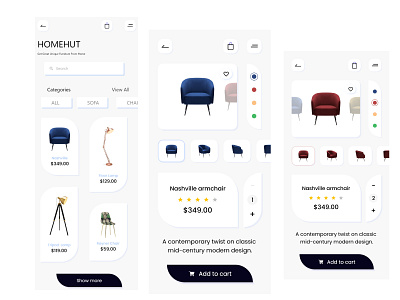 Furniture app mock up design app branding design illustrator minimal ui ux