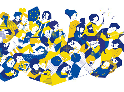 What does it mean to be a European? brussels bruxelles character design colorful design concept design european union geometric illustration identity illustration