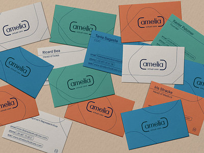 Amelia Virtual Care business card design branding cards colorful design graphic design logo