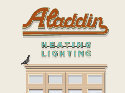 Aladdin balcony flat malta maltatype maltese neon sign valletta vector