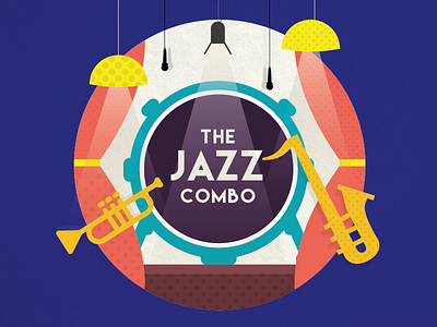 The Jazz Combo colour concert flat illustration jazz music pattern saxophone texture trumpet vector