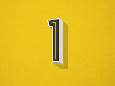 1 1 first letter number one shadow texture type typography yellow