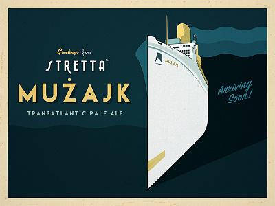 Muzajk beer craft cruise liner malta old postcard retro ship stretta travel vintage