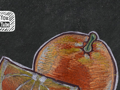 Whole Foods Orange apple art chalk colored pencil footer illustration
