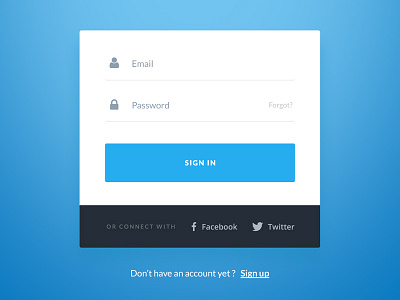 Login box blue box email flat interface login modern password social