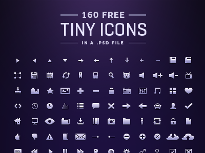 160 tiny Icons [Free PSD]