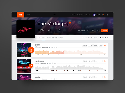 Soundcloud Redesign dailyui006 modern music player profile redesign soundcloud synthwave themidnight ui website website concept