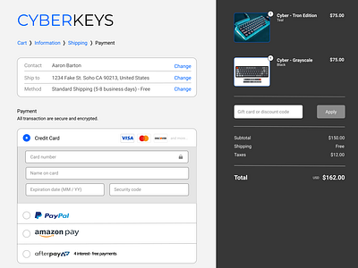 "Credit Card Checkout Page" Daily UI Challenge #002