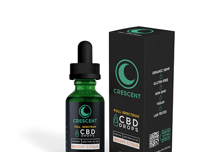 Crescent Canna Full Spectrum cbd cbd label design cbd oil cbd packaging design dropper label design label packaging package design packaging