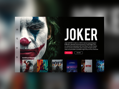 Daily UI #025/ TV App app create design joker movie tv shows tv ui ui ui ux ux