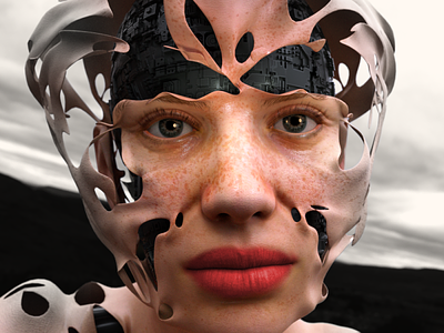 Cyber Lady Revealed 3d adobe photoshop cinema 4d cyber head illustration robot