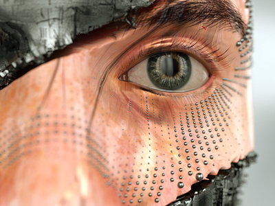 Fragmentation 3d adobe photoshop cinema 4d head illustration octane render robot technology