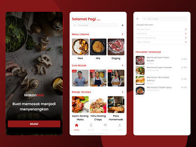 Makanesia- Cooking App Mobile Design app design mobile app mobileapps ui uidesigners user interface