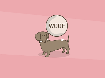 Dog goes woof. animal bark cartoon dog illustration line pet pink woof